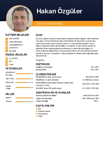 Yazılım Mühendisi Cv Örnekleri cv indir